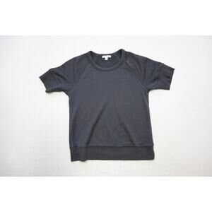 James Perse Standard Shirt Black Cotton Nylon Short Sleeve Womens Sz 0